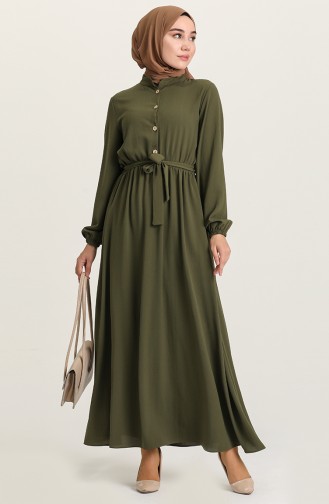 Khaki Hijab Dress 5024-05