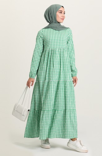 Grün Hijab Kleider 7012-04
