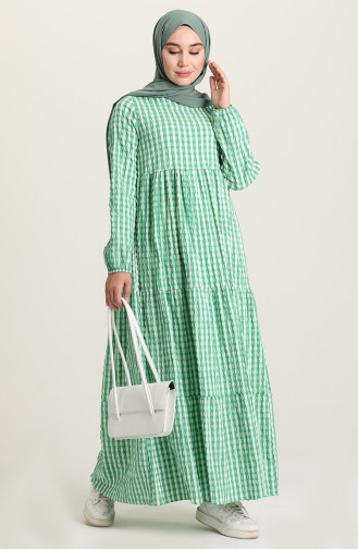 Grün Hijab Kleider 7012-04