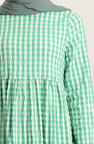 Kol Ucu Lastik Detaylı Kat Kat Elbise 7012-04 Yeşil