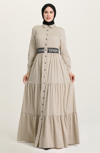 Cream Hijab Dress 61304-01