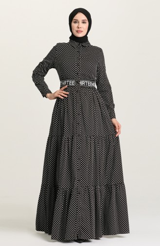 Schwarz Hijab Kleider 61304-02