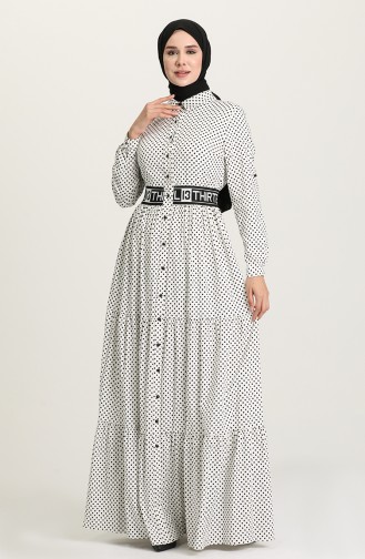 White Hijab Dress 61304-03