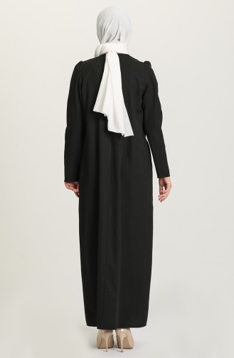 Schwarz Hijab Kleider 3312-01