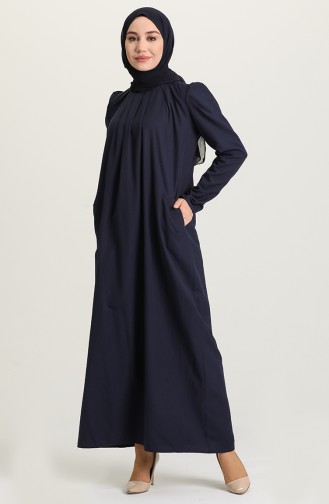 Navy Blue Hijab Dress 3312-02