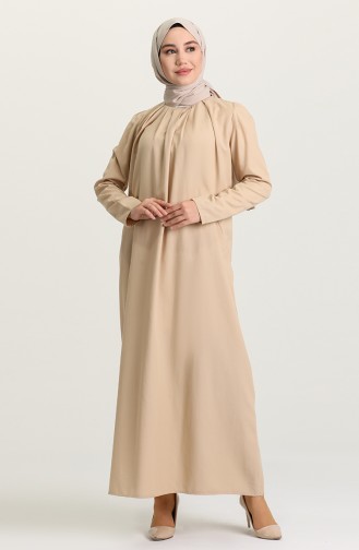 Beige Hijab Kleider 3312-06