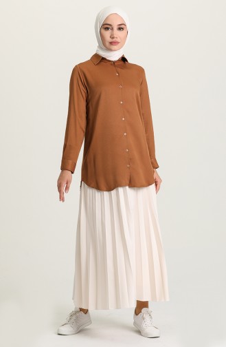 Düğmeli Tunik 9603-03 Camel