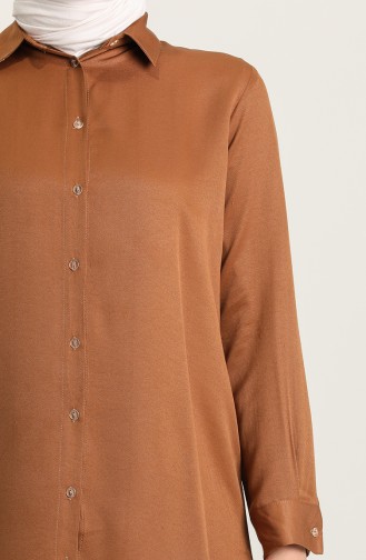 Düğmeli Tunik 9603-03 Camel