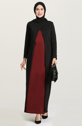 Claret Red Hijab Dress 3315-07