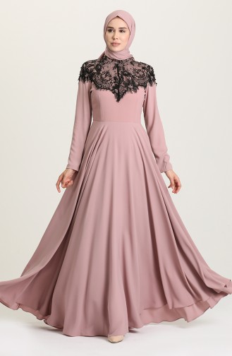 Powder Hijab Evening Dress 61138-02