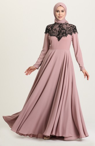 Powder Hijab Evening Dress 61138-02
