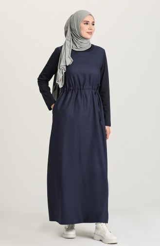 Navy Blue Hijab Dress 3305-02