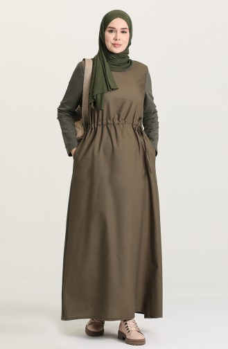 Khaki Hijab Dress 3305-03