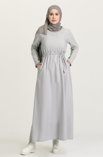 Gray Hijab Dress 3305-05