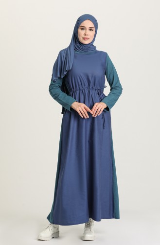 Petroleum Hijab Kleider 3305-07