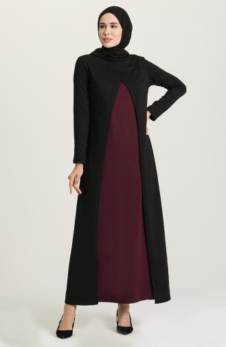 Schwarz Hijab Kleider 3315-08