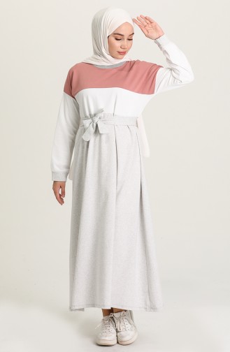 Gray Hijab Dress 4506-08