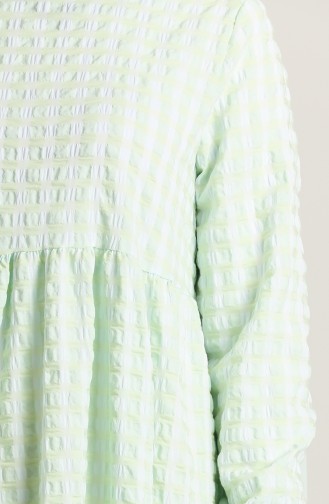 Kol Ucu Lastik Detaylı Kat Kat Elbise 7012-02 Su Yeşili