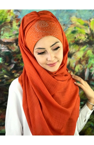 Orange Praktischer Turban 6-06