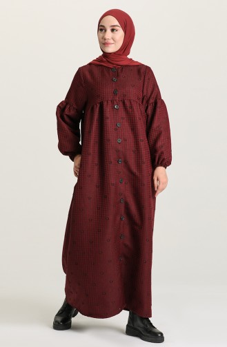 Claret Red Hijab Dress 22k8456-04