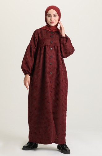 Claret Red Hijab Dress 22k8456-04