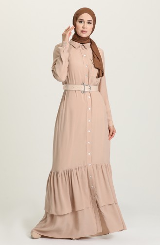 Beige Hijab Dress 61308-02