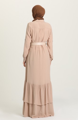 Beige Hijab Dress 61308-02