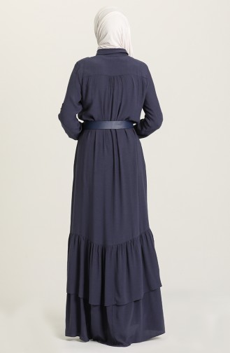 Navy Blue Hijab Dress 61308-03