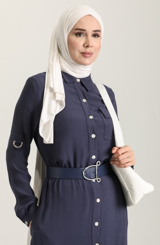 Dunkelblau Hijab Kleider 61308-03