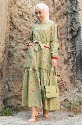 Khaki Hijab Dress 1144-01