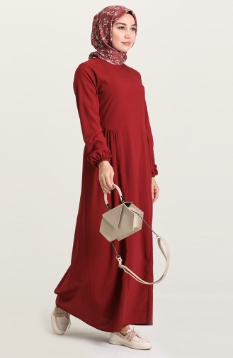 Claret Red Hijab Dress 1677-02