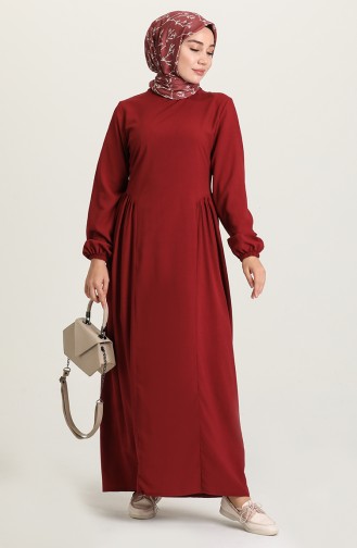 Claret Red Hijab Dress 1677-02