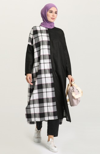 Garnili Ekose Oversize Tunik 7001-01 Siyah Siyah