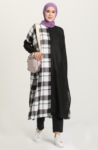 Garnili Ekose Oversize Tunik 7001-01 Siyah Siyah