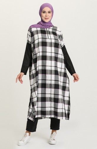 Ekose Oversize Tunik 7002-01 Siyah