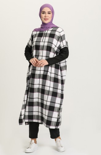 Ekose Oversize Tunik 7002-01 Siyah