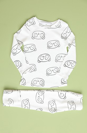 Weiß Kinder und Baby-Pyjamas 1003-01