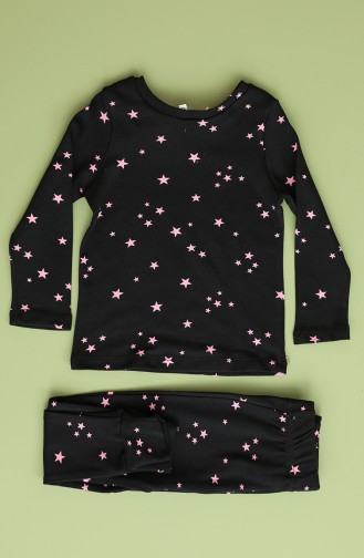 Kız Çocuk Pijama Takım 1009-01 Siyah