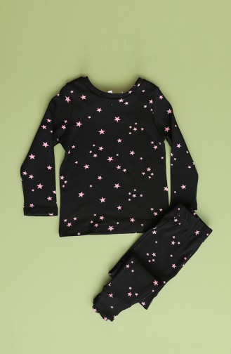 Kız Çocuk Pijama Takım 1009-01 Siyah