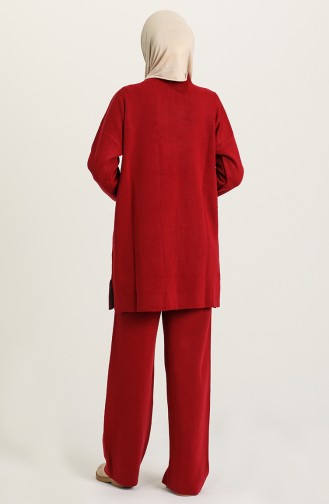 Triko Kazak Pantolon İkili Takım 4371-07 Bordo