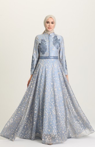 Blue Hijab Evening Dress 2015-05