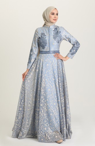 Blue Hijab Evening Dress 2015-05