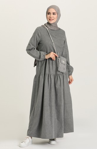 Grau Hijab Kleider 1675-04