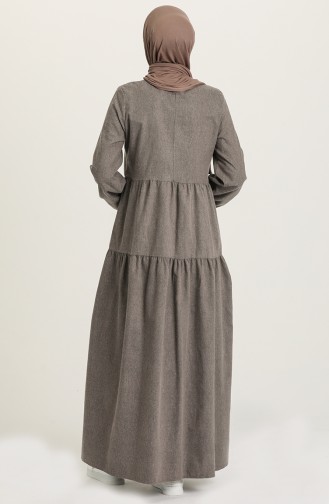 Büzgülü Elbise 1675-06 Vizon