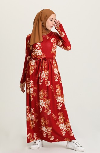 Claret Red Hijab Dress 1043-01
