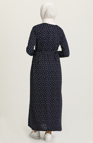 Navy Blue Hijab Dress 1053-02