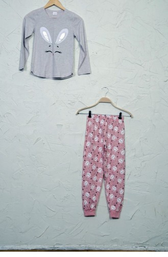 Kız Çocuk Uzun Kol Pamuklu Pijama Takım 40070110 Bej