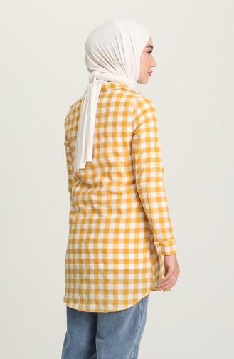Kareli Gömlek 1020-03 Sarı Beyaz