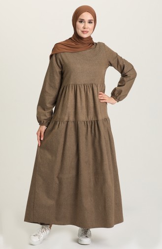 Khaki Hijab Dress 1675-02