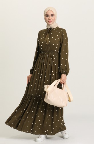 Khaki Hijab Dress 60259-01